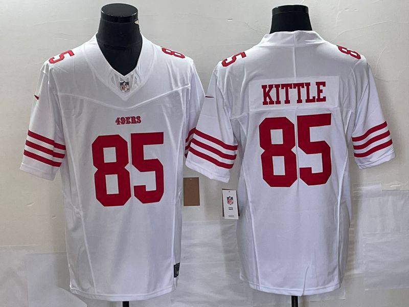 Men San Francisco 49ers #85 Kittle White 2023 Nike Vapor Limited NFL Jersey style 2